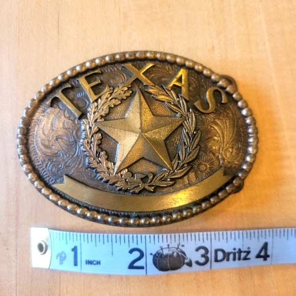 Vtg 1986 High Mesa First Edition Texas Bronze belt buckle - Picture 1 of 4